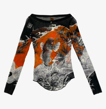 Carica l'immagine nel visualizzatore di Gallery, Jean Paul Gaultier Soleil Vintage Koi Tattoo Mesh Top